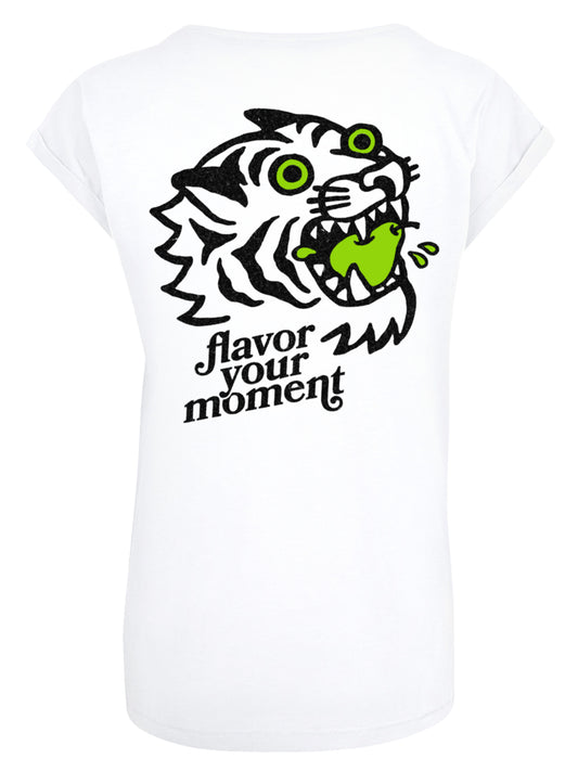 FLAYM T-Shirt Weiss Female Cut (Tigerkopf)