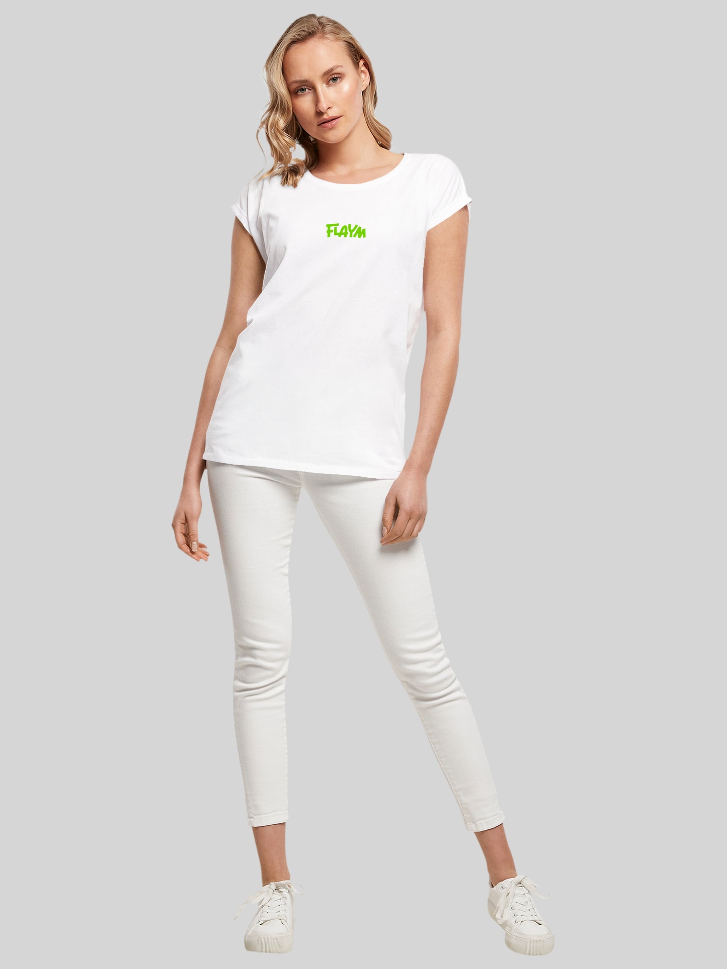 FLAYM T-Shirt Weiss Female Cut (Tigerkopf)