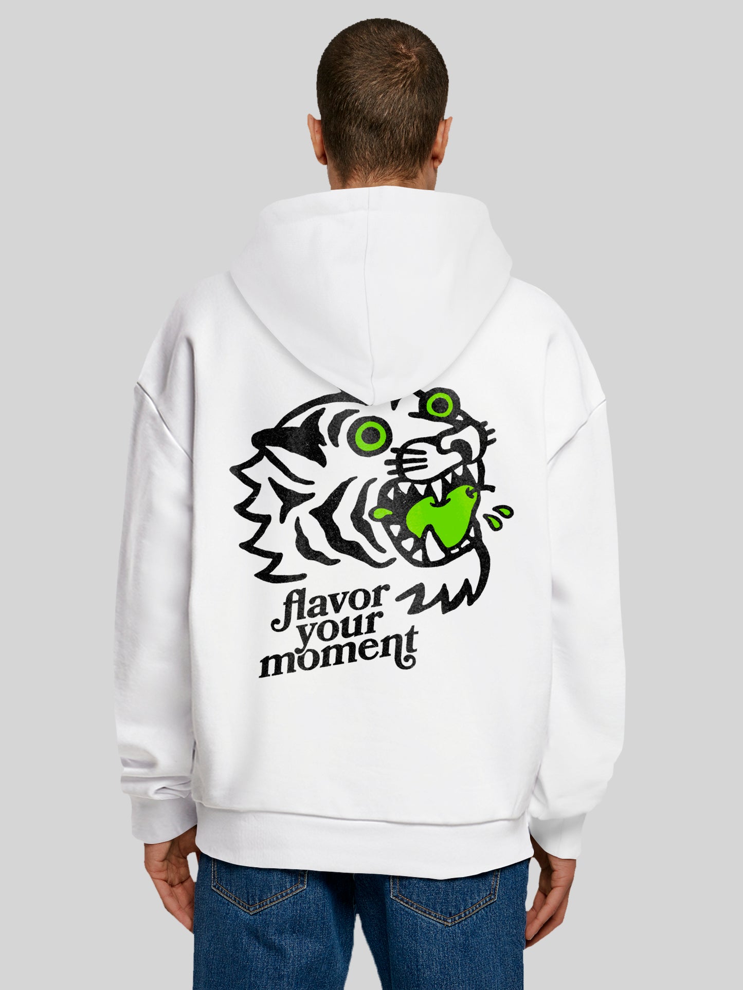 FLAYM Oversized Hoodie Weiss (Tigerkopf)