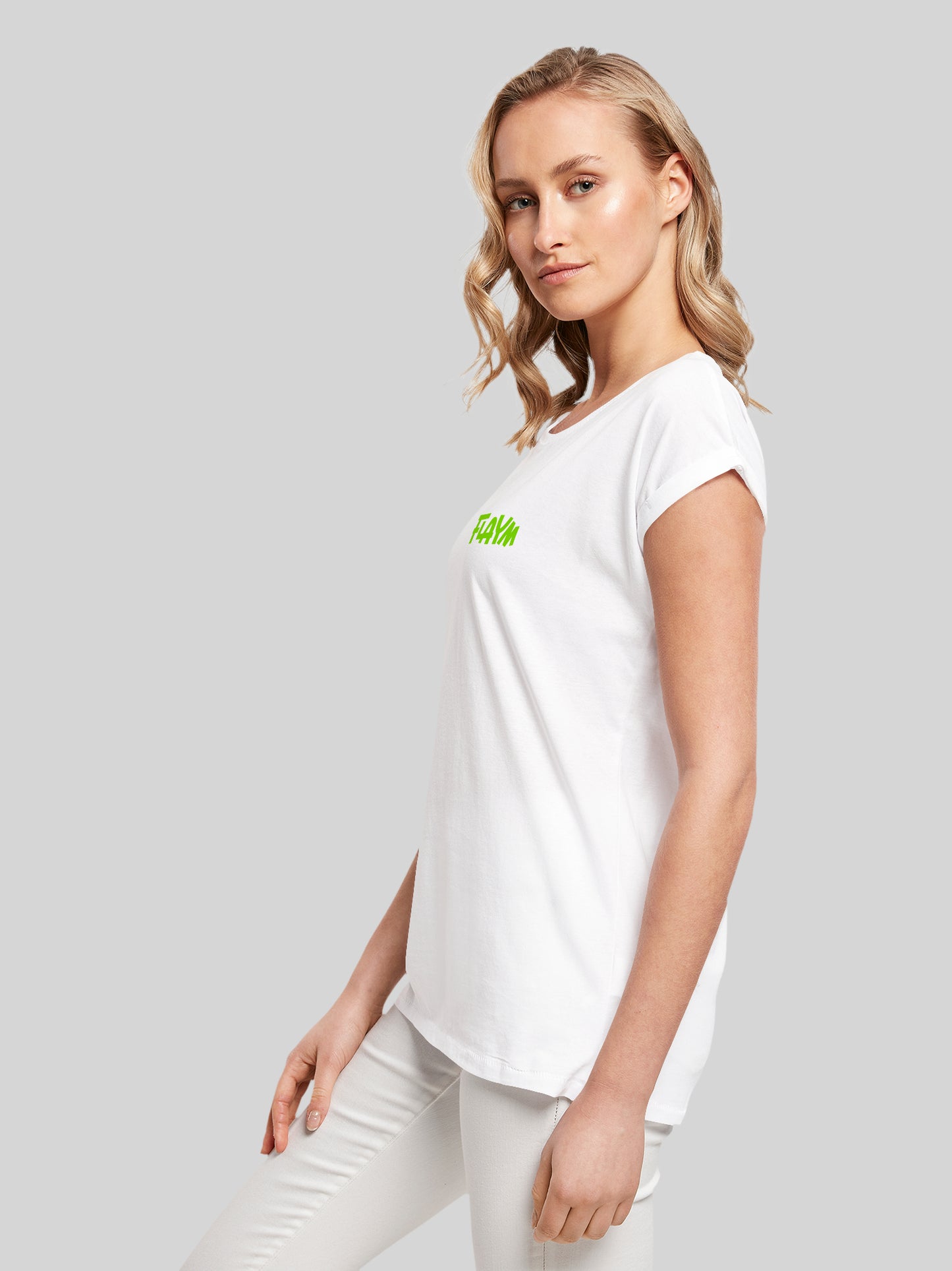 FLAYM T-Shirt Weiss Female Cut (Tigerkopf)