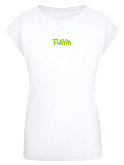 FLAYM T-Shirt Weiss Female Cut (Tigerkopf)
